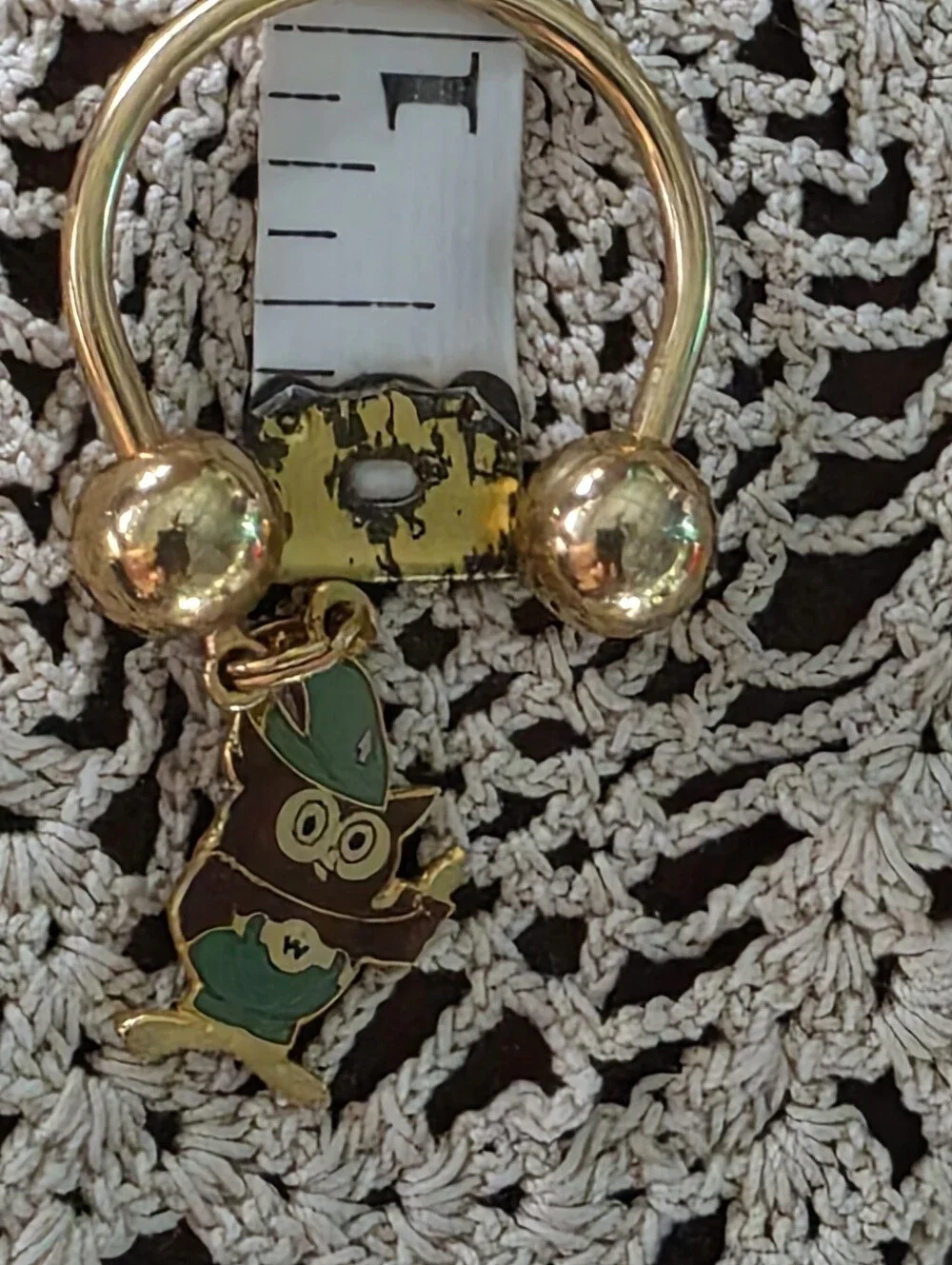 Vintage 1970s Woodsy Owl Enamel Horseshoe Screwball Key Ring NOS Vintage Gift